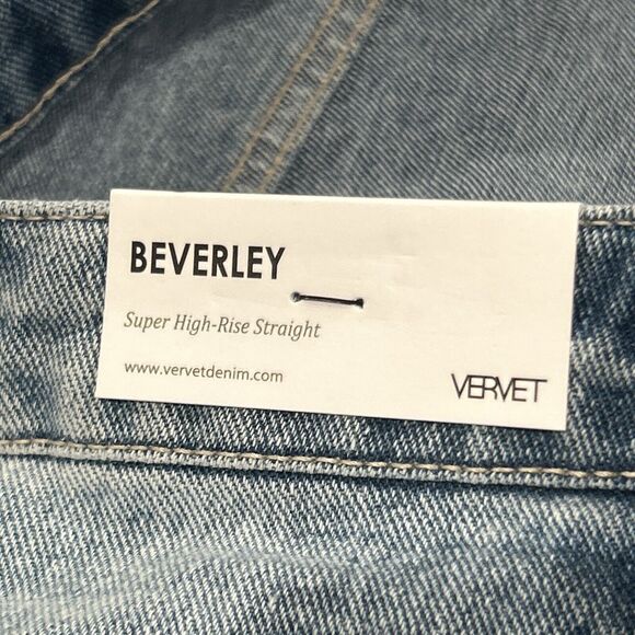 Vervet Beverly Jeans Women 31 Super High Rise Distressed Straight Button Fly New - Picture 4 of 8